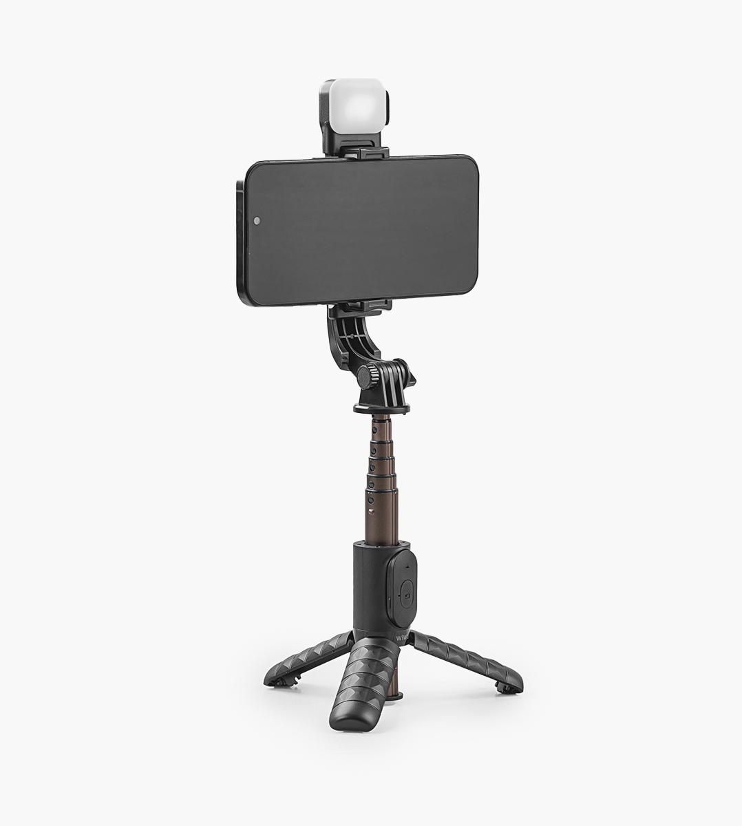 Palo para selfie y tripode con luz de fondo