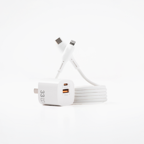 Cargador GaN WiWU Cube 33W + Cable C a Lightning