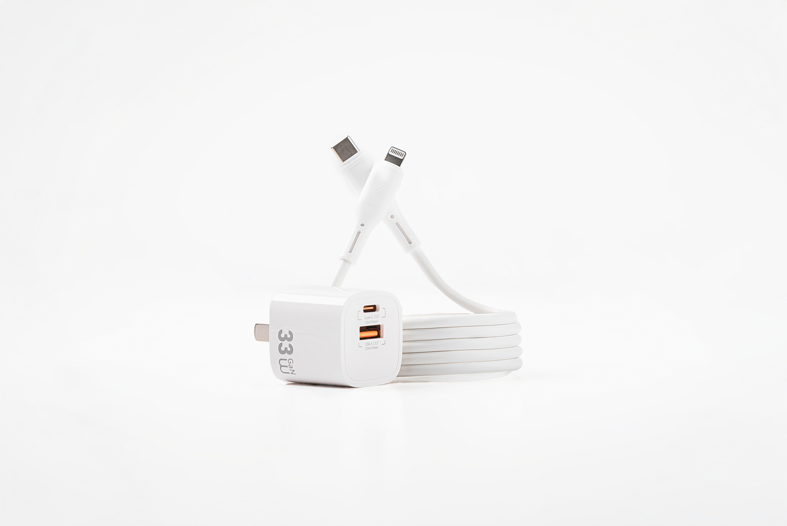 Cargador GaN WiWU Cube 33W + Cable C a Lightning